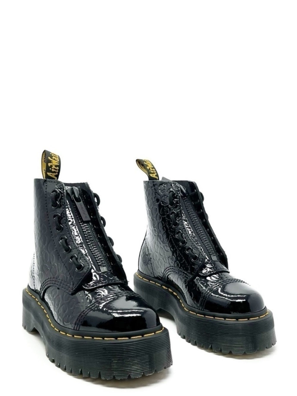 New Dr. Martens Sinclair Lamper Leopard Black Patent Ankle Boots Size 5 Docs dm